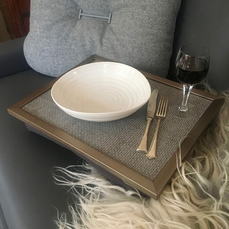 Pale Grey LAP TRAY: Bean Bag Cushioned Laptop Desk, Padded