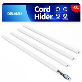 Delamu Cord Hider Wall, 63in Cord Covers for 1 Wire on Wall, Premium Cable Hider Wire Covers for Cords, Self-Adhesive Cable Cover Management, Easy Set-up Wires Hiders for TV, W0.55 H0.4in, White