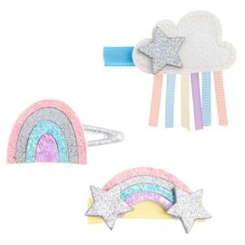 Stephen Joseph, 3-Pack Glitter Hair Clips for Girls – Cute Shimmer Non-Slip Alligator Hair Clip, Hair Clips Barrettes for Baby Girls Toddlers Kids, Glitter Rainbow