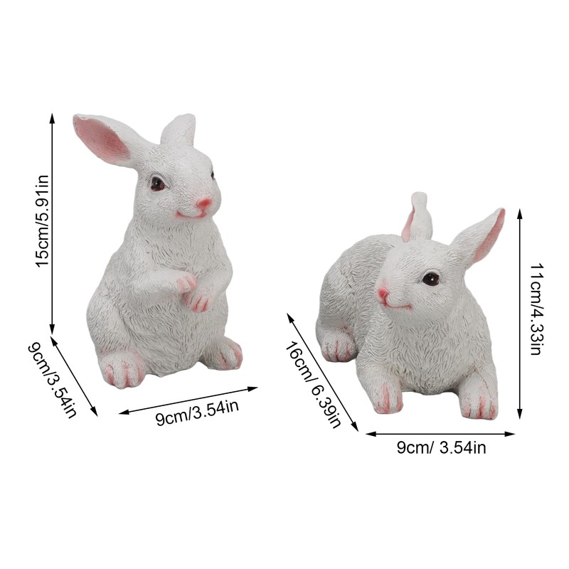 1 Pair Bunny Rabbit Ornaments Decorations Resin Art Craft Animal