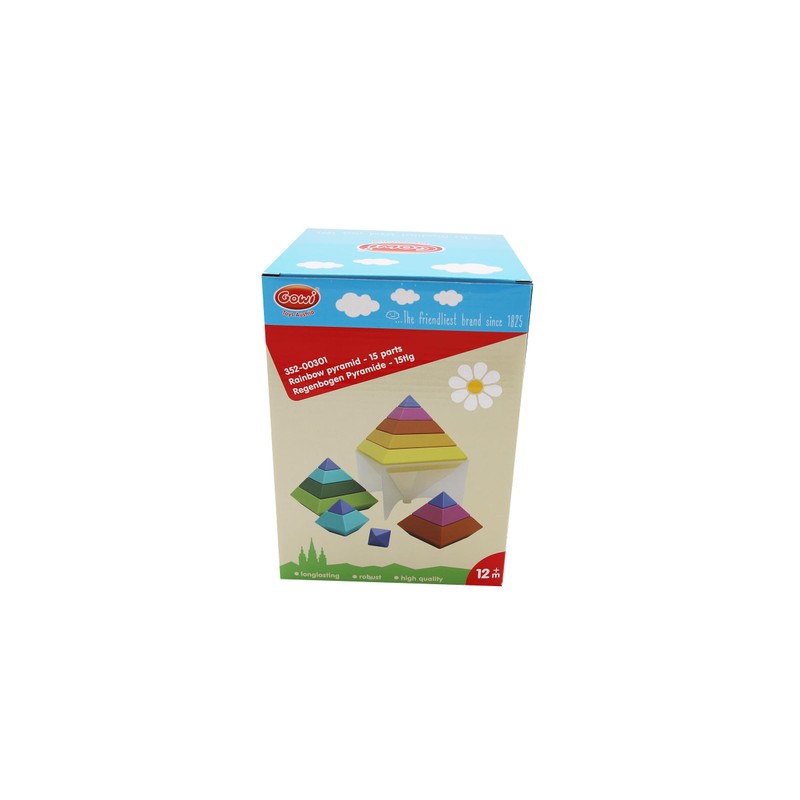 GOWI 352-00301 Rainbow Pyramid, 15 Pieces, Construction Toy