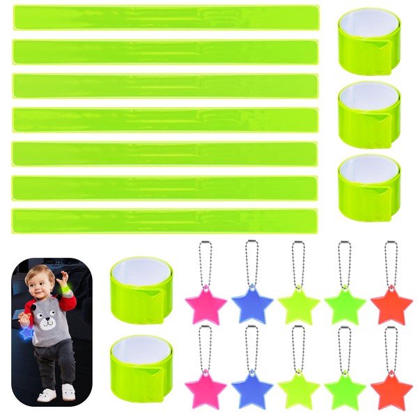 24 Piece Children's Reflector Set, 12 Snap Bracelets Reflective &