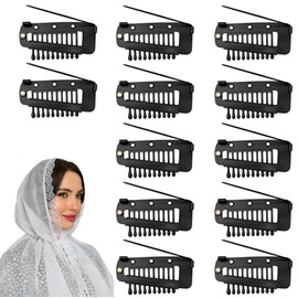 Paifeancodill Strong Chunni Clips with Safety Pin, 12 Pcs Chunni Clips with Safety Pins, Hijab & Tikka setting, Snap Clips for Wigs Metal Chunni Dupatta Hair Extension Wig Clip Hair Extenion Clips (Black)