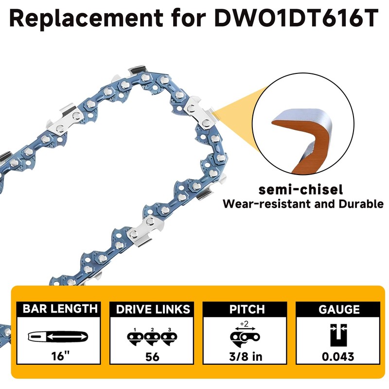 DWZCSB16 & DWO1DT616T 16 Inch Chainsaw Bar and Chainsaw Chain