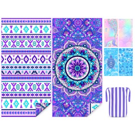 Beach Towels for Adults,XOTOBO 180x90cm Double Sided Sand Free Beach Towels,Lightweight Extra Large Quick Drying Towel for Beach Pool (Blue Purple Mandala)