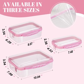 EAROND 3 Pack Pink Clear Zipper Pouches Hard Shell,Zipper Case Hard Shell,Snack Bag Toiletry Bag Diaper Bags,Clear Cosmetic Bags Toy Storage Bags