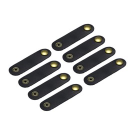 MECCANIXITY 8Pcs Leather Cable Straps Cord Organizer 80x20mm Cable Ties Portable Cable Management for USB Cable, Headphone Wire, Black