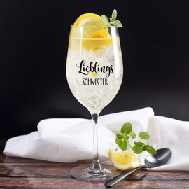 Herz & Heim® Lieblings Weinglas mit Aufdruck deines Wunschtextes -, super Geburtstagsgeschenk