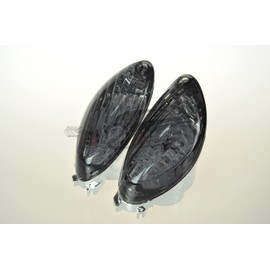 TOPZONE Compatible for 2008-2019 Suzuki HAYABUSA - GSX1300R; Front/Rear Turn Signal Blinker Lamp Light Idicator (Smoke Lens, LED Rear Turn Signal)