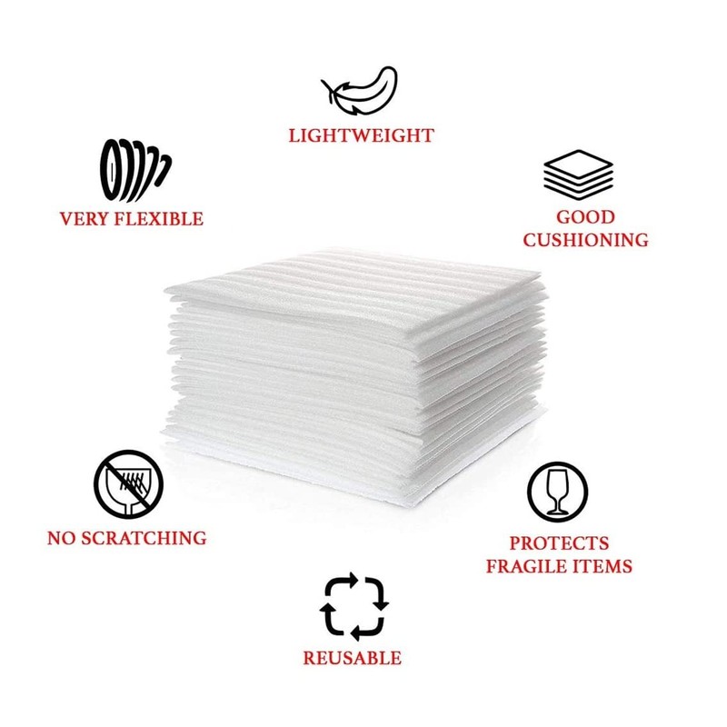 12”x12” Foam Wrap Sheets for Packing Moving Supplies, Cushion Foam