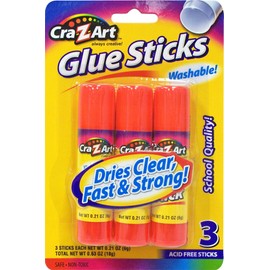 Cra-Z-art Washable Glue Sticks, Pack of 3 (11303),white