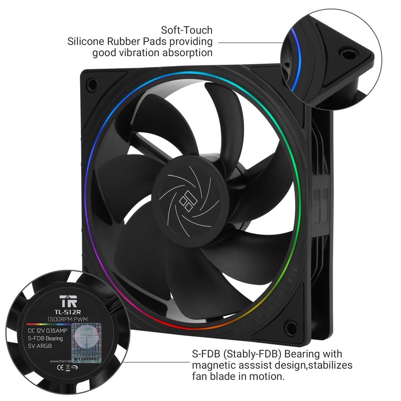 Thermalright TL-S12R Silent Reverse CPU Cooler Fan Under 23.2dB(A) for