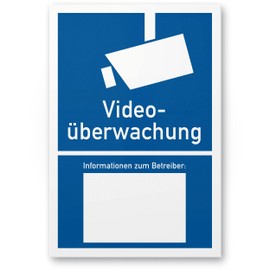 Komma Security Video Surveillance Sign DIN 33450 20 x 30 cm Warning Sign Video Surveillance Information Sign with Information Operator Notice Video Surveillance Data Protection BDSG