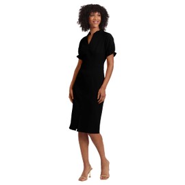 Maggy London Women's Notch Neck Sleek Sheath Dress Office Workwear, Black, 0