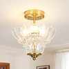 Rainzepher Vintage Gold Semi Flush Mount Light with Floral Class
