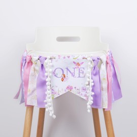 Kreatwow Fairy 1st Birthday Decorations Purple Fairy One High Chair Banner My Fairy First Birthday Decor Floral Fairy Theme 1st Birthday Little Fairy Birthday Decor for Girl's Flower Fairy Birthday