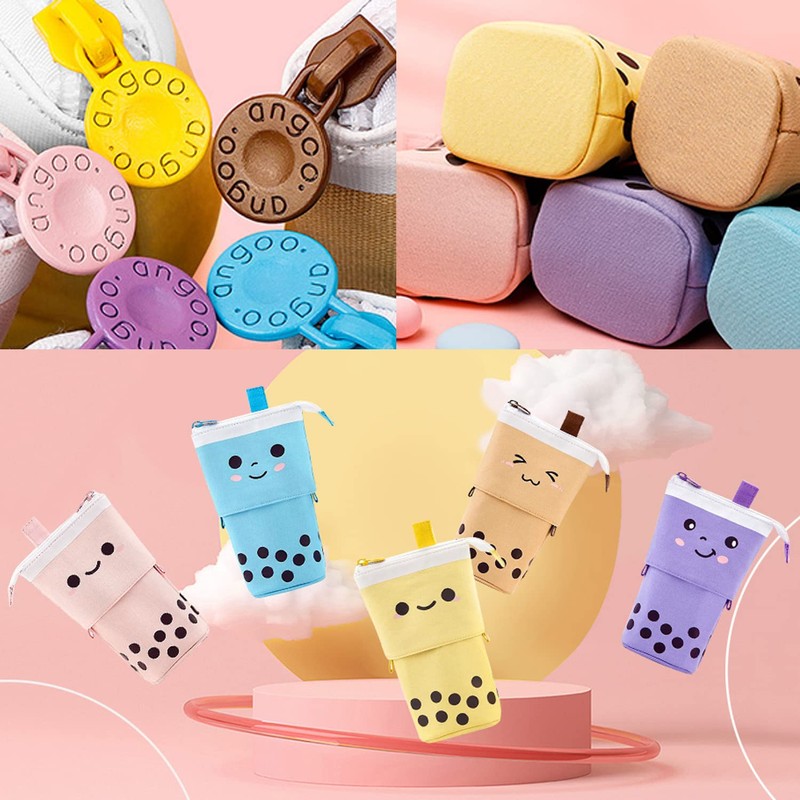 NEWUPZSI Pencil Case Girls Zip 2-in-1 Cartoon Cat Pencil Case