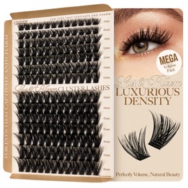 LASHVIEW Lash Clusters, Fluffy Cluster Lashes 9-18mm MIX Volume Lashes Individual Cluster D Curl Eyelash Clusters 168pcs Russian Lash Clusters DIY Eyelash Extensions at Home(56D)