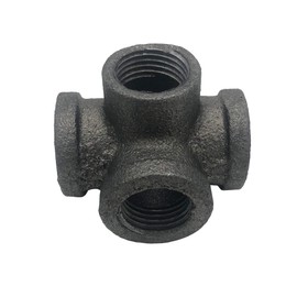 3/4 Inch 3，4，5，6 Way Industrial Cast Iron Pipe Fitting, Pipe Components For Building Tables, Chairs, Shelving, and Custom Furniture, Fits Standard Half Inch Pipes and Nipples, 4 Pack (4 Way)
