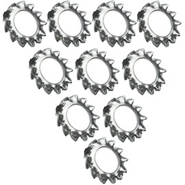AERZETIX - C48813 - Set of 10 Serrated Washers - Toothed Washers - Washers - Locking Washer - M5 - Made of A2 Stainless Steel - DIN 6798