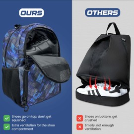 Tidyfy Multi-Sport Backpack with Ball Pump - Soccer & Basketball Bag, Separate Ball/Shoe Compartment, Large Capacity - Ideal for Basketball, Soccer, Football, Volleyball (Blue, With Pump)