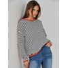 ANRABESS Womens Striped Sweaters Long Sleeve Top Crewneck Color Block