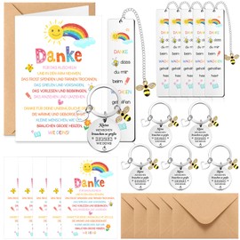 Tenare Set of 6 Thank You Gifts for Teacher Teacher Leaving Gift with Keyring Bookmark Rainbow Cards Envelopes Teacher Gifts for Leaving for Nursery Primary School