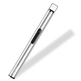 REIDEA Candle Lighter, Electric Arc Lighter with Safe Protector Button, USB Rechargeable Lighter Perfect for Camping Cooking BBQ Fireworks (Silver)