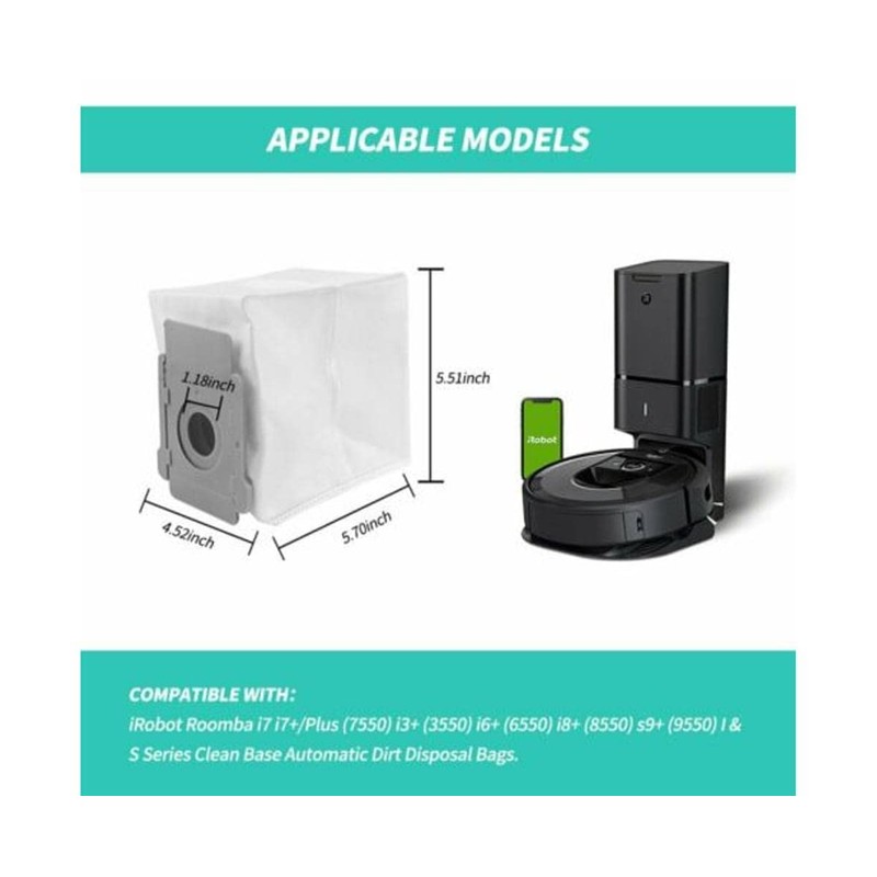 12 Packs Eco-Friendly Disposal Vacuum Dust Bags for iRobot Roomba