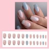 24Pcs Square Fake Nails, Blue White Gradient Detachable Acrylic Full