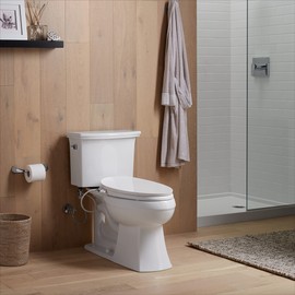 KOHLER 98804-CP-0 Purewash Elongated Manual Bidet Toilet Seat With Chrome Handle, Non-Electric Bidets for Existing Toilets, White