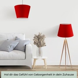 Wogati Wogati? Premium Lampenschirm E14/E27 Baumwolle | verschiedene Gr??en & Farben | Farbe: Rot/Gr??e: L | Lampenschirm Stehlampe + Lampenschirm H?ngelampe + Lampenschirm fr Tischlampe