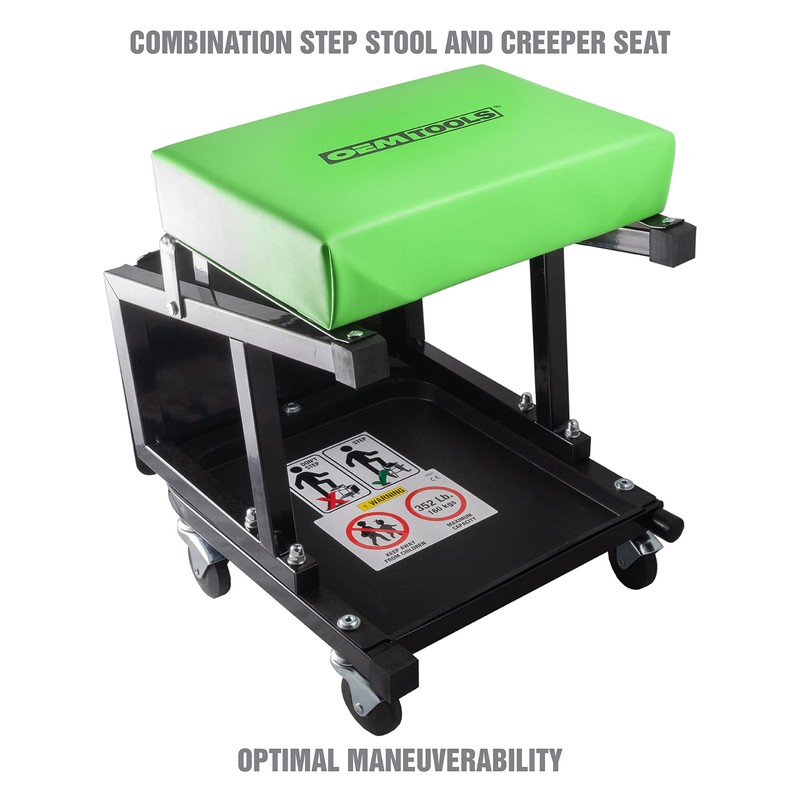 OEMTOOLS 24904 Mechanic Stool and Step Stool, Rolling Stool Adjustable,