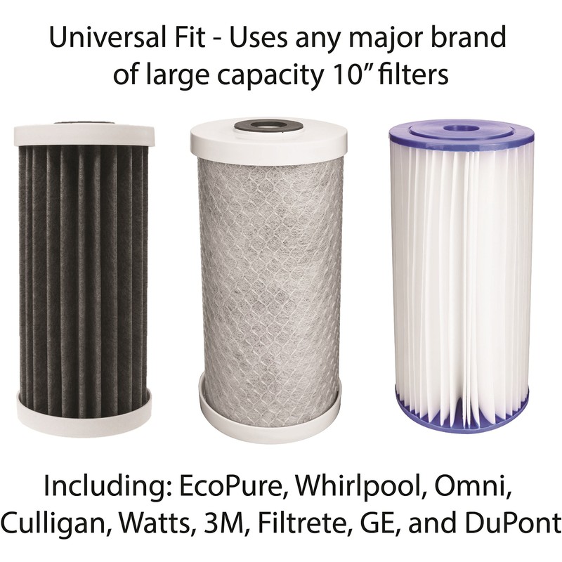 EcoPure EPWO4 Universal Large Capacity Whole House Water Filter Housing