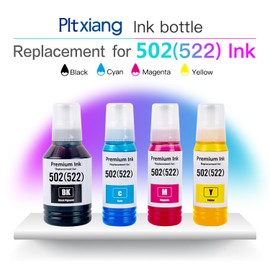 PItxiang Replaces 502 (T522) with Supplemental Ink Black Cyan Magenta Yellow (4 Bottles)