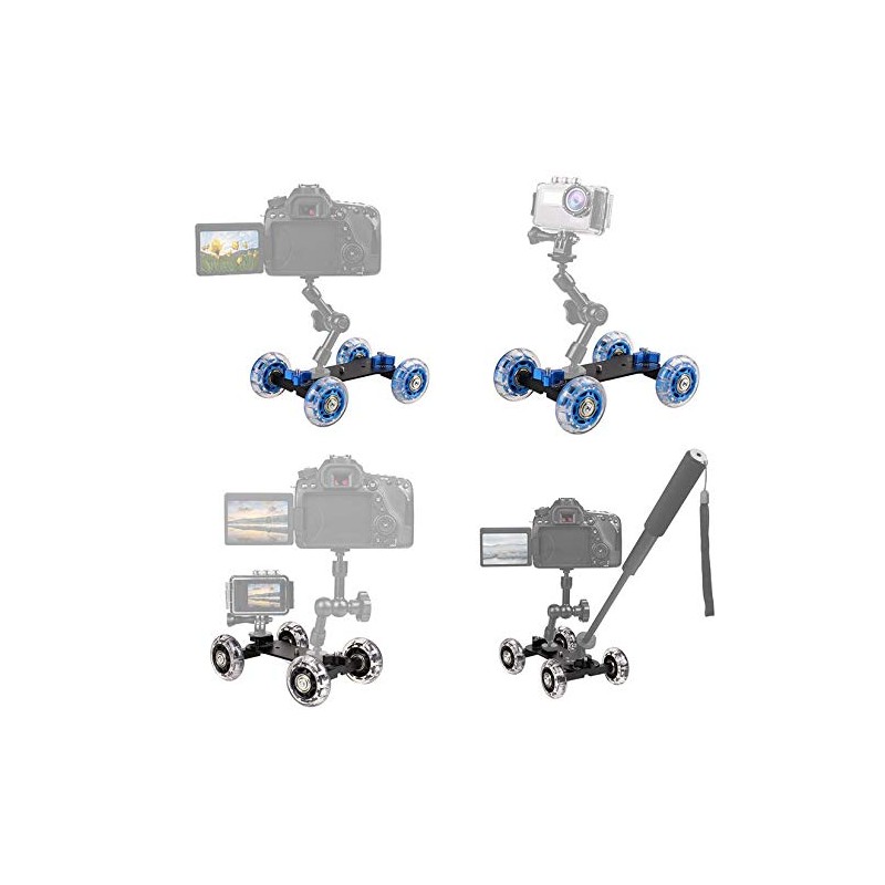 Zeadio Tabletop Portable Dolly Mini Rail Car Slider Skater Wheel