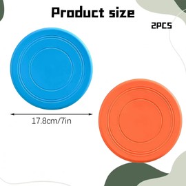 Bansusu Dog Frisbee Toy Set, 2-Pack Non-Toxic Rubber Flying Discs, Durable & Floatable, 7 Inch Dog Frisbee Indestructible for Outdoor Fun, Training, and Exercise (Blue, Orange)