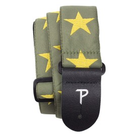 Perri’s Leathers Ltd. - Guitar Strap - Nylon - Jacquard - Stars Yellow/Green- Adjustable - For Acoustic/Bass/Electric Guitars - Made in Canada (TWS-7070)