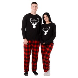 USBD Family Matching Pajama Sets Buffalo Plaid Couple Matching PJ Set Festive Holiday PJs for Men Women (X-Large, Black Men)