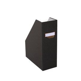 Exacompta Office By Me 90601E Magazine File with Textile Effect 10 cm Spine Width Extra Strong Cardboard for DIN A4/C4 Labelling Label and Handle Tab Folder Black