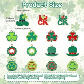 UR URLIFEHALL 30 pcs 15 Styles Enamel St. Patrick's Day Charms Clover Shamrock Charms Green Hat Irish Charms for DIY Bracelets Necklaces Earrings Crafts Supplies, Enamel, No Gemstone