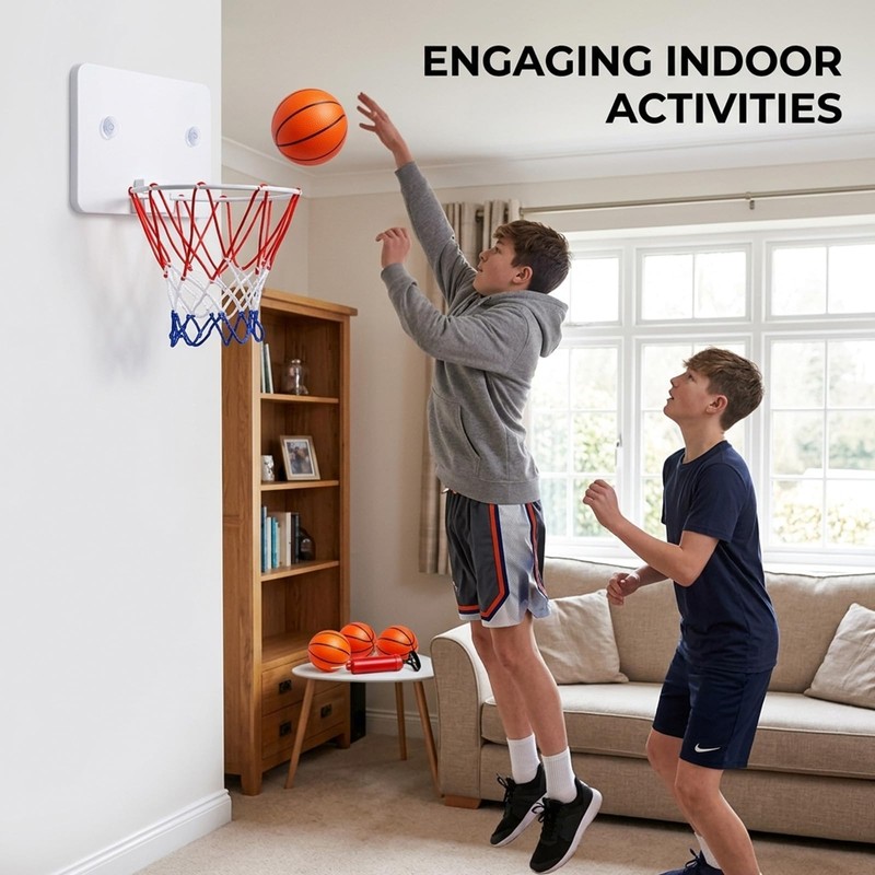 6Pcs Mini Basketball Hoop, with Pump and 4Pcs Mini Basketballs,