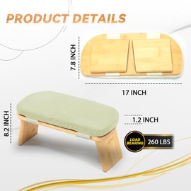 Estleys Meditation Bench, Bamboo Meditation Stool, Folding Kneeling Meditation Bench, Seiza Prayer Bench, Prayer Bench with Meditation Cushion (Beige)