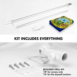 G128 Combo Pack: 6 Ft Aluminum Spinning Flagpole (Silver) & Idaho ID State Flag 3x5 Ft, LiteWeave Pro Series Printed 300D Polyester | Pole with Flag Included