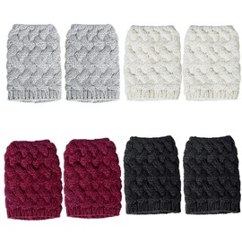 Loritta Womens Boot Socks Winter Warm Crochet Knitted Boot Cuffs Topper Socks Short Leg Warmers Gifts,A-style 03(4 pairs)