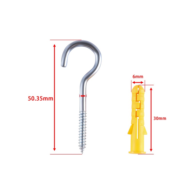 GIVIHGETI Pack of 20 Stainless Steel Screw-In Hooks, Metal Hooks,