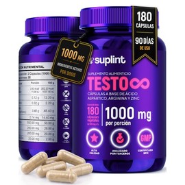 TESTO Suplemento Para Hombre Con Ácido Aspártico, Fenogreco, L-Arginina y Zinc – Vegano Sin Gluten Sin Colorantes 180 Cápsulas