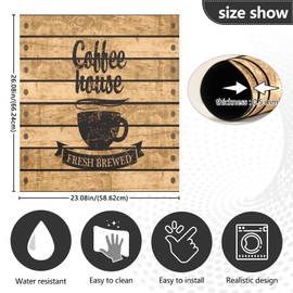Coffee Themed Cafe Dishwasher Magnet Cover Front Door Vintage Wooden Board Decorative Refrigerator Covers Magnetic Sheet Sticker Wash Machine Fridge Panel Decal for Kitchen Appliance 23x26 in