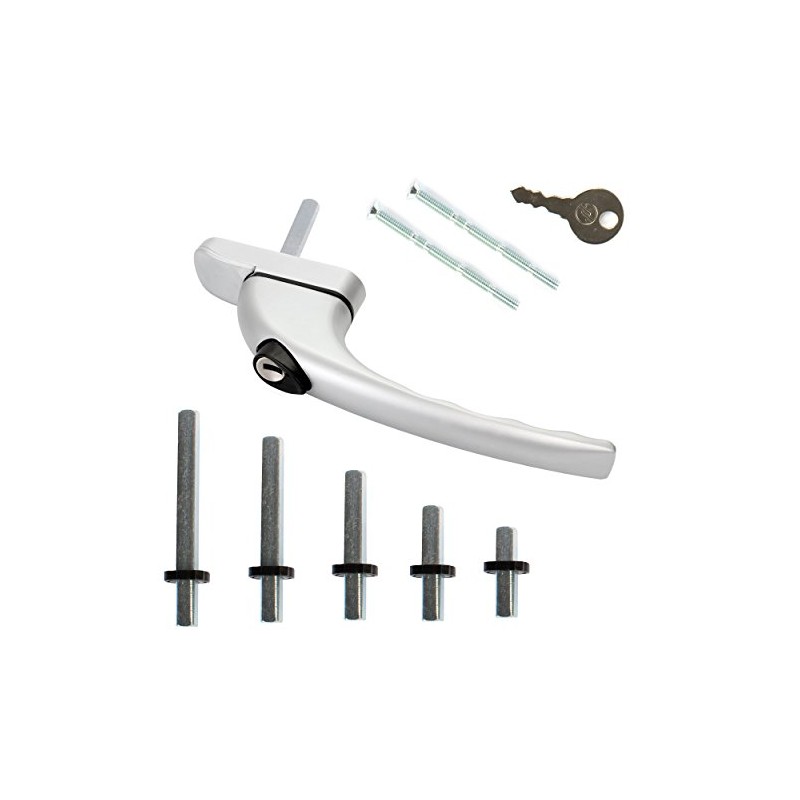 Silver Matt - UPVC Universal Inline Espag Lockable Window Handle