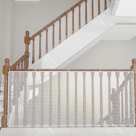 Baby Railing Net Stair Safety Net Banister Mesh Guard Child Proof Balcony Net for Kids Pets Toys（15ft x 3ft White）
